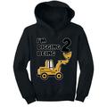 2nd Birthday - Bulldozer Construction Party Two Years Old Boy Cute Toddler Hoodie 2T Black