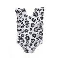 Canrulo Toddler Baby Girl Leopard Ruffle Swimsuit One Piece Swimwear Bathing Suit Beach Wear Tankini Bikini White 4-5 Years