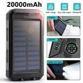 20000mAh Solar Charger for Cell Phone iphone Portable Solar Power Bank with Dual 5V USB Ports 2 Led Light Flashlight Compass Battery Pack for Outdoor Camping Hiking-F6