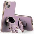 Dteck Cute Case for iPhone X/XS Ultra Slim Astronaut Hidden Stand Case Gold Plating Frame Shockproof Case with Kickstand Case Purple For iPhone XS/X