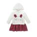 KIMI BEAR Infant Girls Dress 12 Months Infant Girls Autumn Dress 18 Months Infant Girls Sweet Polka-dot Fake Two-piece Long Sleeve Hooded Dress White