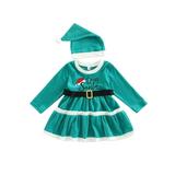 Peyakidsaa Kids Toddler Girl Christmas Dress Santa Claus Princess Red Dress Crew Neck Letter Print Long Sleeves Dress