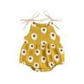 Jkerther Baby Summer Rompers Daisy Printing Tied Straps O-Neck Sleeveless Jumpsuit 0-24 Months 4 Colors