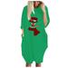 Plus Size Long Dress for Women Casual Crew Neck Solid Loose Dresses Santa Comfy Pullover