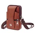 AURORA TRADE Men Cell Phone Belt Clip Holder PU Leather Cell Phone Holster Vertical Belt Clip Waist Bag Card Slots Wallet Pouch Purse Phone Case with Belt Loop Carabiner for Travel Hiking Climbing