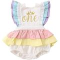 0-18M Newborn Infant Baby Girl Romper Ruffles Princess Jumpsuit One Letter 1st Birthday Baby Girl Clothes