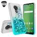 Cricket Ovation Case AT&T Radiant Max (U705AC/U705AA) Case Liquid Quicksand Glitter Cute Phone Case Clear Bling Diamond Shock Protective Cover for Girls Women - Clear/Teal