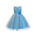 Toddler Kids Baby Girls Rainbow Mesh Tutu Princess Dresses Lace Flower Sleeveless Formal Party Evening Dress