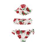 Jxzom Baby Girl Swimsuits Ruffles Tube Crop Top Bowknot Short Bottoms Cute Hat Infant Bikini Set