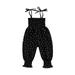 Musuos Toddler Girl Sling Jumpsuit Heart/Leopard Printed Pleated Tie-Up Simple Style Overalls Casual Sweet Romper