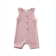 Musuos Baby Summer Romper Solid Color Sleeveless Button Closure Ribbed Jumpsuit