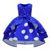 Zpanxa Baby Girls Retro Polka Dot Dress Toddler Girls Princess Dress Little Girls Party Wedding Dress Rose Print Kids Pageant Flower Girl Sleeveless Dress Christmas Dress Blue (8-9 Years)