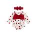 Seyurigaoka Baby Girls 2Pcs Fall Outfits Print Ruched Romper with Headband