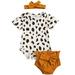 Actoyo 3PCS Newborn Kids Baby Girl Short Sleeve Romper Bowknot Shorts Summer Clothes Outfits