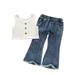 Toddler Baby Girls Summer Vest Tops Flared Hem Jeans Pants Clothes