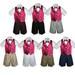 4pc Set BoyToddler Formal Party Burgundy Vest and Bowtie White Khaki Shorts S-4T