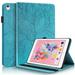 iPad 6th/5th Generation Case Apple 9.7-inch iPad Case (not fit iPad 2 3 4) Dteck Embossed Tree Pattern PU Leather Flip Folio Stand Case Auto Wake Sleep with Card Slots/Elastic Band/Stylus Loop Blue