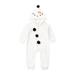 Fanvereka Infant White Fleece Jumpsuit Long Sleeve Zipper Open Front Hooded One-piece for Boys and Girls 0-3 Years