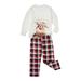 luethbiezx Christmas Family Matching Pajamas Set Elk Print Long Sleeve Tops+Plaid Pants Kids Adults