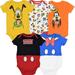 Disney Mickey Mouse Donald Duck Pluto Newborn Baby Boys 5 Pack Cuddly Bodysuits Newborn to Infant