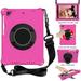 Durable Silicone Case for Apple iPad 9.7-Inch (6th/5th Generation) & iPad Air 2 & iPad Air 9.7-Inch Tablet - Shockproof Protective Stand Cover with Hand Holder /Adjustable Shoulder Strap (Rose)