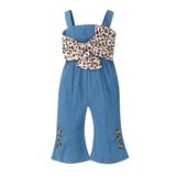 Puloru Baby Girls Jumpsuit Leopard Printed Pattern Sleeveless One-piece