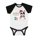 Christmas Frenchie Present Cool BKWT Baby Baseball Bodysuit Holiday Gift