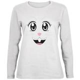 Anime Rabbit Face Usagi White Womens Long Sleeve T-Shirt - Large