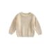 Diconna Toddler Kids Baby Girls Boys Round Neck Sweaters Long Sleeve Solid Color Loose Knitted Pullovers Apricot 3-4 Years