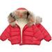 Verugu Toddler Baby Girls Boys Winter Coat Thicken Warm Jackets Baby Hooded Snow Outwear Coat Kids Winter Child Solid Color Hoodie Zipper Coats Keep Warm Jacket Red 2-3 Years