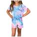 TAIAOJING Baby Romper Sleeve Short Child Printed Tie-Dyed Rainbow Kids Jumpsuit Girls Girls Romper&Jumpsuit One Piece Outfits 4-5 Years