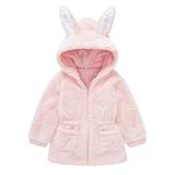 TAIAOJING Kids Toddler Jacket Girls Winter Coat Rabbit Ears Hooded Zipper Thicken Windproof Warm For Babys Clothes Coat Fall Outfits 5-6 Years