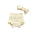 Canrulo Infant Baby Girls Bloomers Diaper Cover High Waist Elastic Ruffle Shorts Solid Color Underwear Headbands Set Camel 0-3 Months