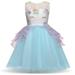 Zpanxa Baby Girls Princess Dress Little Girls Party Wedding Formal Dresses Evening Dress Birthday Dress Kids Pageant Flower Girl Sleeveless Dress Christmas Gifts for Girls Blue (1-2 Years)