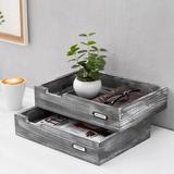 Foundry Select Kennett 2 Piece Stacking Wood Desk Organizer Letter Tray Wood in Brown/Gray | 2.4 H x 13.38 W x 9.84 D in | Wayfair