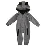 MERSARIPHY Baby Thermal Jumpsuit Fox Tail Style Hooded Long Sleeve Button Closure Pattern Printed Fashion Romper