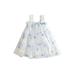 Frobukio Toddler Baby Girls Summer Tulle Dress Floral Embroidery Sleeveless Tulle Mesh Dress Princess Dress Blue 6-12 Months