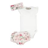 Gerber Baby Girl Onesies Bodysuit Diaper Cover & Headband Outfit Set 3-Piece (0/3 Months - 12 Months)