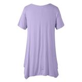Women Summer Loose T-shirt Solid Color Short Sleeve Tunic Blouse Casual Crew Neck Comfy Shirt Simple Pullover Top