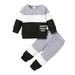 Newborn Baby Boy Clothes Baby Boy 2PCS Outfits Long Sleeve Round Neckline Tops Pants Set Baby Boy Fall Winter Clothes Gray 3-6 Months