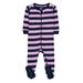Leveret Kids Footed Cotton Pajama Purple & Navy Stripes 12-18 Month