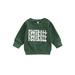 Xingqing 0-3Y Infant Baby Boy Girl Casual Pullover Letter Long Sleeve O-Neck Letter Ribbed Cuffs Sweatshirt Green 2-3 Years