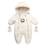 Youmylove Boys Girls Winter Thicken Coat Cartoon Hooded Jacket Snowsuit With Gloves Toddler Windproof Warm Jumpsuit Outwear Snow Wear Cute Clothing