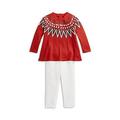 Polo Ralph Lauren Baby Girls Fair Isle Top & Legging Set Red 18M