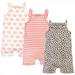 Touched by Nature Baby Girl Organic Cotton Rompers 3pk Leopard 0-3 Months