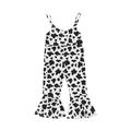 Calsunbaby Toddler Baby Girls Summer Romper Spaghetti Strap Cow Print Flare Jumpsuit One-Piece Clothes Black White 6-12 Months
