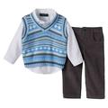 Only Kids Infant Boys 3 Piece Dress Up Outfit Pants Shirt Blue Sweater Vest 24m