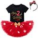 FYMNSI Baby Toddler Kids Girls My 2nd Second Birthday Cake Smash Outfit Romper Polka Dot Tutu Skirt Ear Headband 3pcs Two Years Old Party Clothes Set 2 Years Black