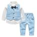Toddler Gentleman Suit Baby Boy Clothes Sets Bowtie Long Sleeve Shirts and Suspenders Pants Sets 4 Pcs Dressy Outfit 12 Months-7 Years