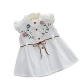 Toddler Dress for Girls Vintage Baby Girls Embroidered Flower Princess Dresses Birthday Dress for Wedding Birthday Party White